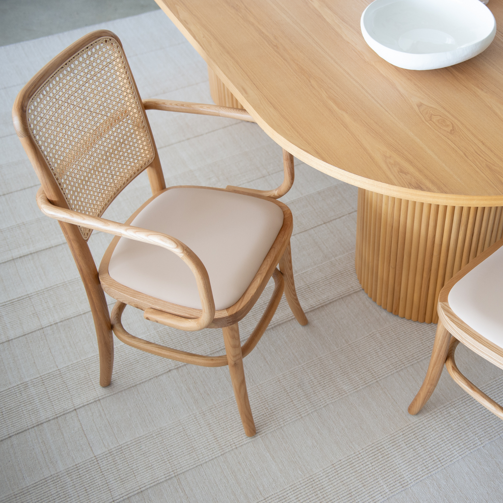 Rattan Dining Chair, leather