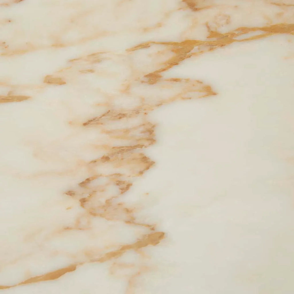 Globewest Verity Coffee Table - Golden White Marble close-up of marble veining.