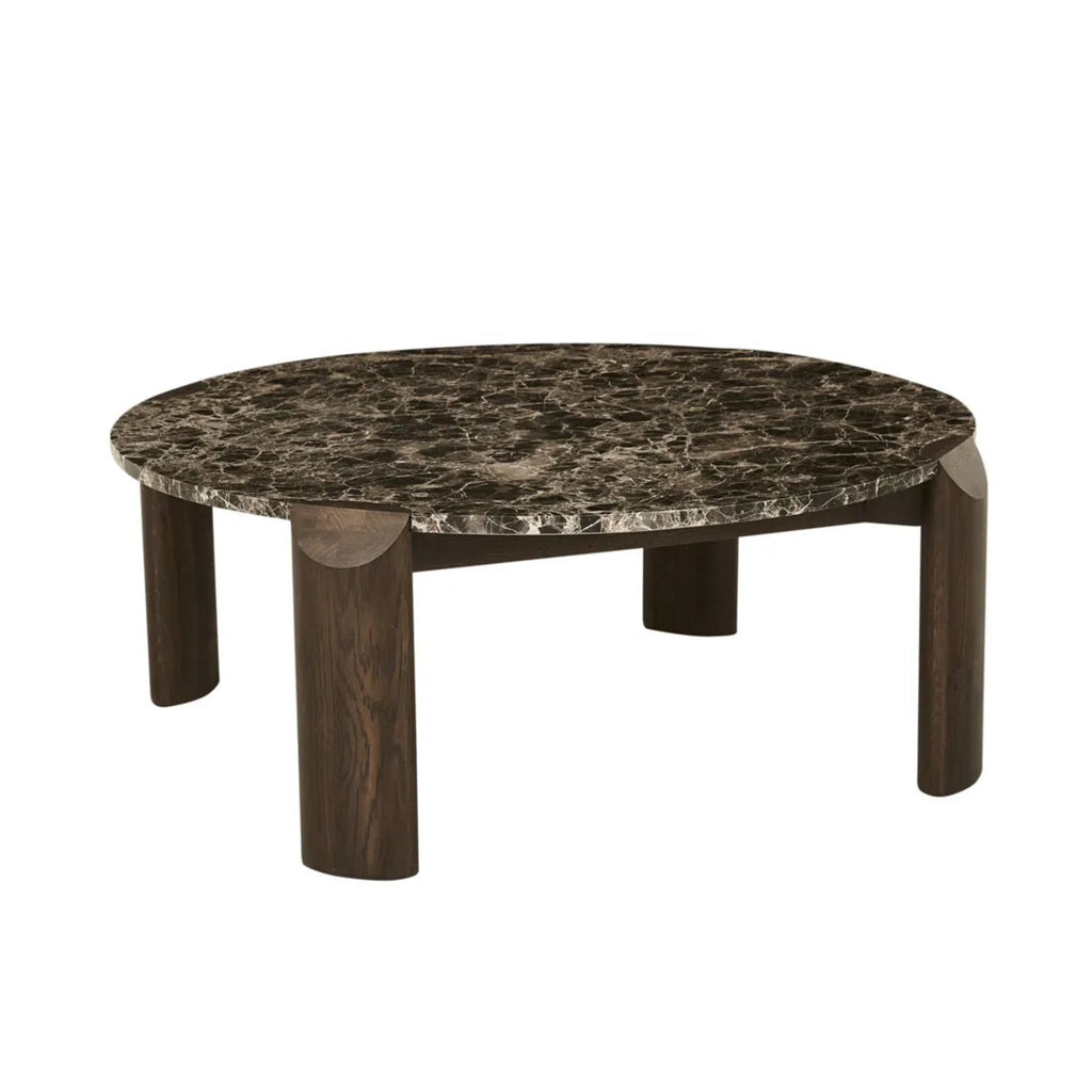 GlobeWest Willa Marble Coffee Table, Emperador Marble / Chocolate Oak - Granite Lane