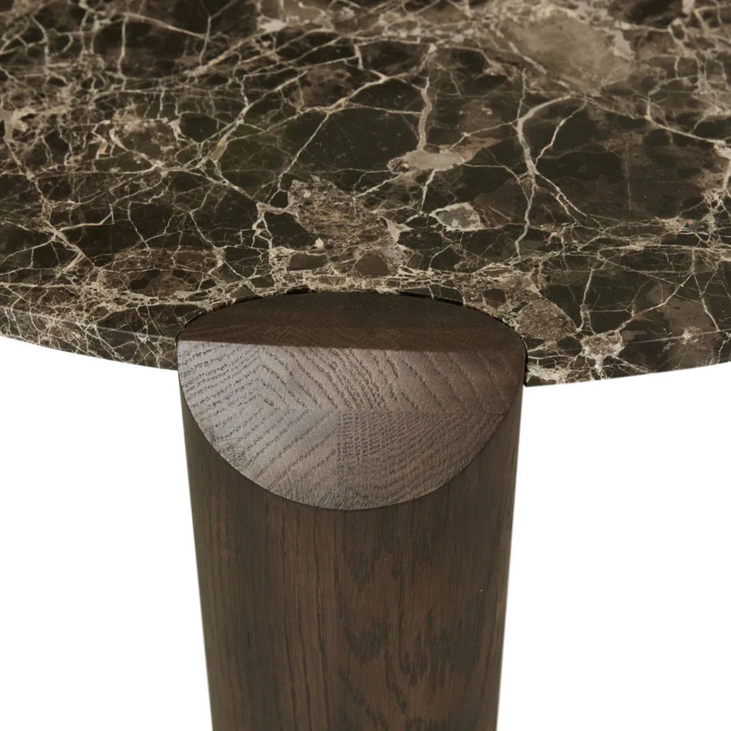 GlobeWest Willa Marble Coffee Table, Emperador Marble / Chocolate Oak - Granite Lane