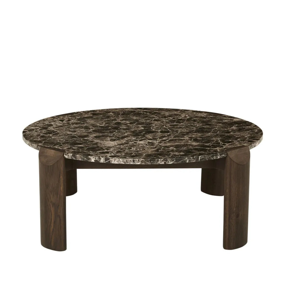 GlobeWest Willa Marble Coffee Table, Emperador Marble / Chocolate Oak - Granite Lane