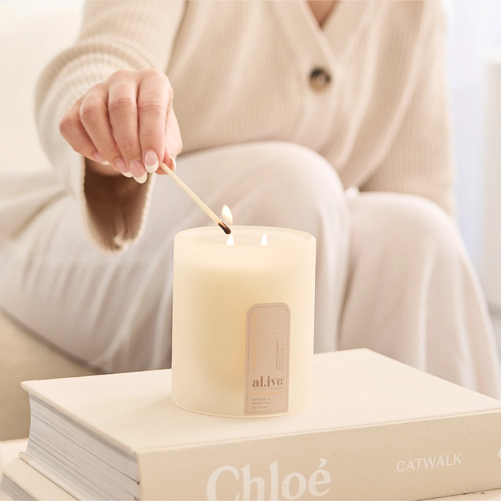al.ive Body Apricot & Sweet Fig Soy Candle - Detailed product view