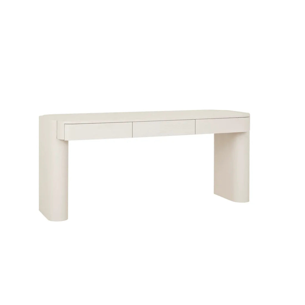 GlobeWest Porcelain Floyd Desk, contemporary desk in ash veneer with soft‑close drawers and sculptural support legs
