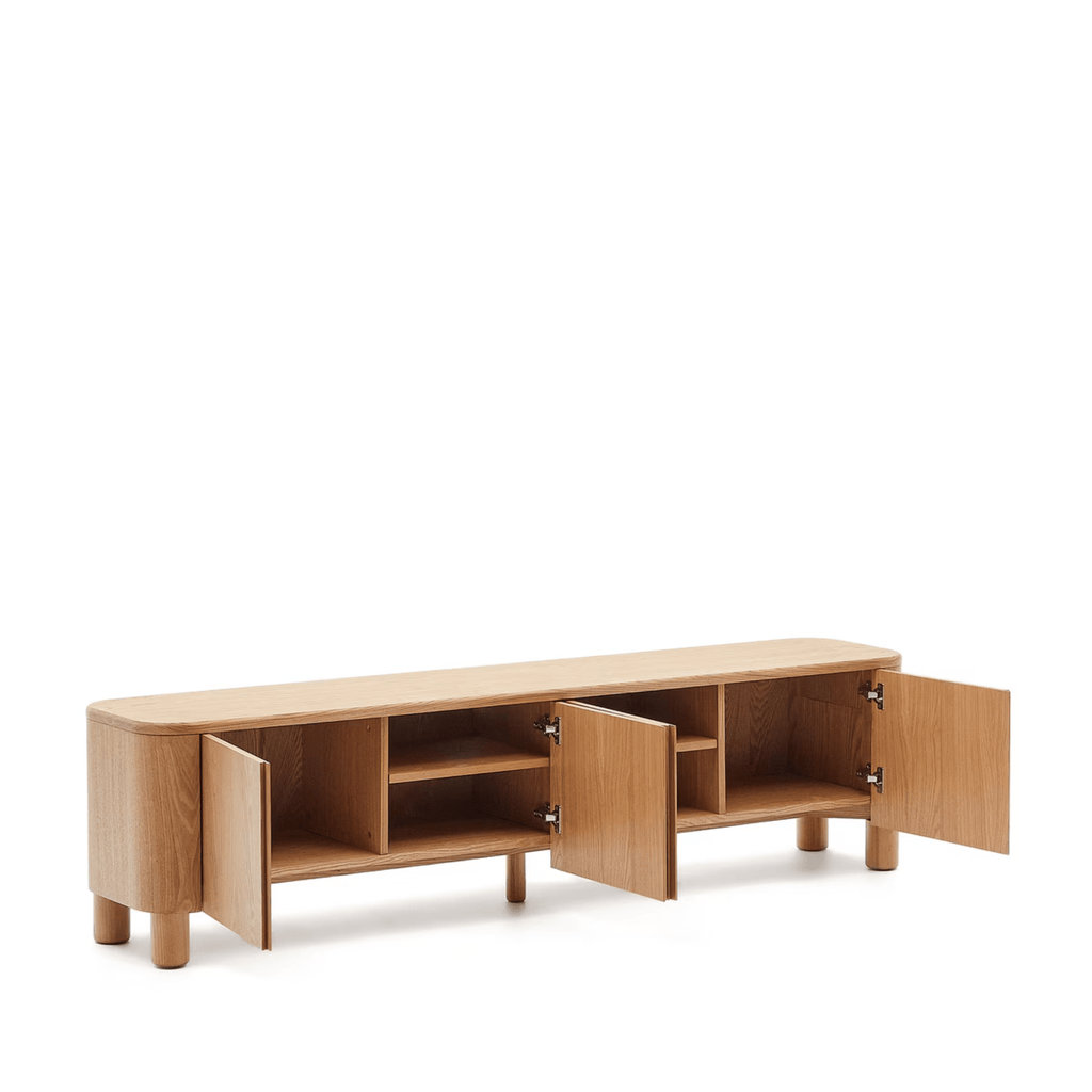 Laylah Entertainment Unit with open doors on a white background