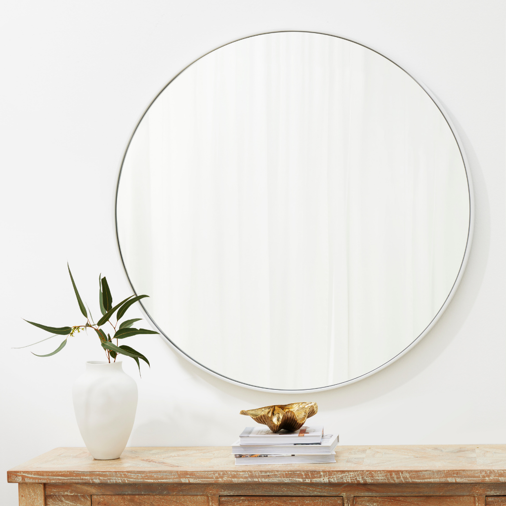 Studio Round Mirror, White - 120cm