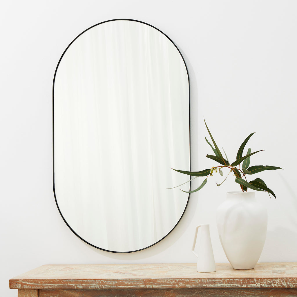 Studio Large Oval Pill Mirror, Black high quality copper free bathroom mirror