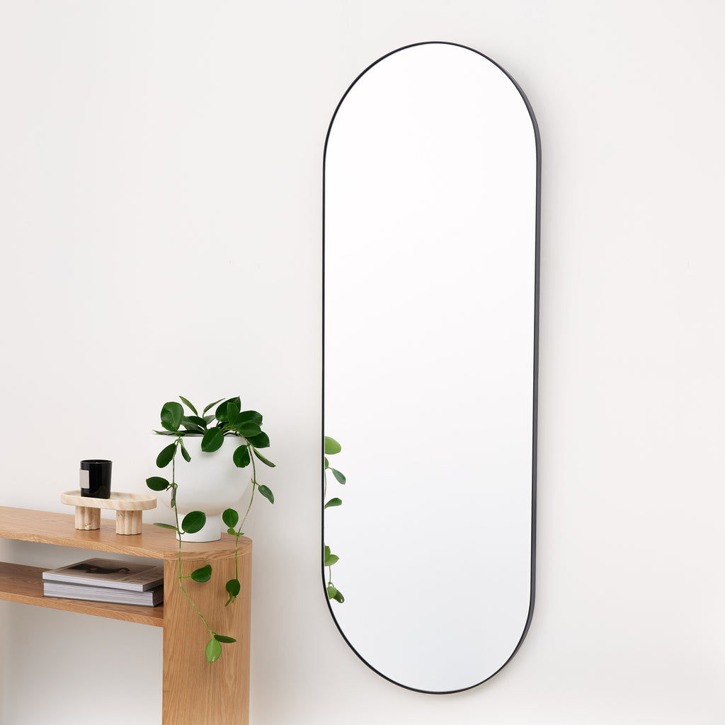 Studio Tall Oval Mirror, Black by Granite Lane long full length high quality mirror