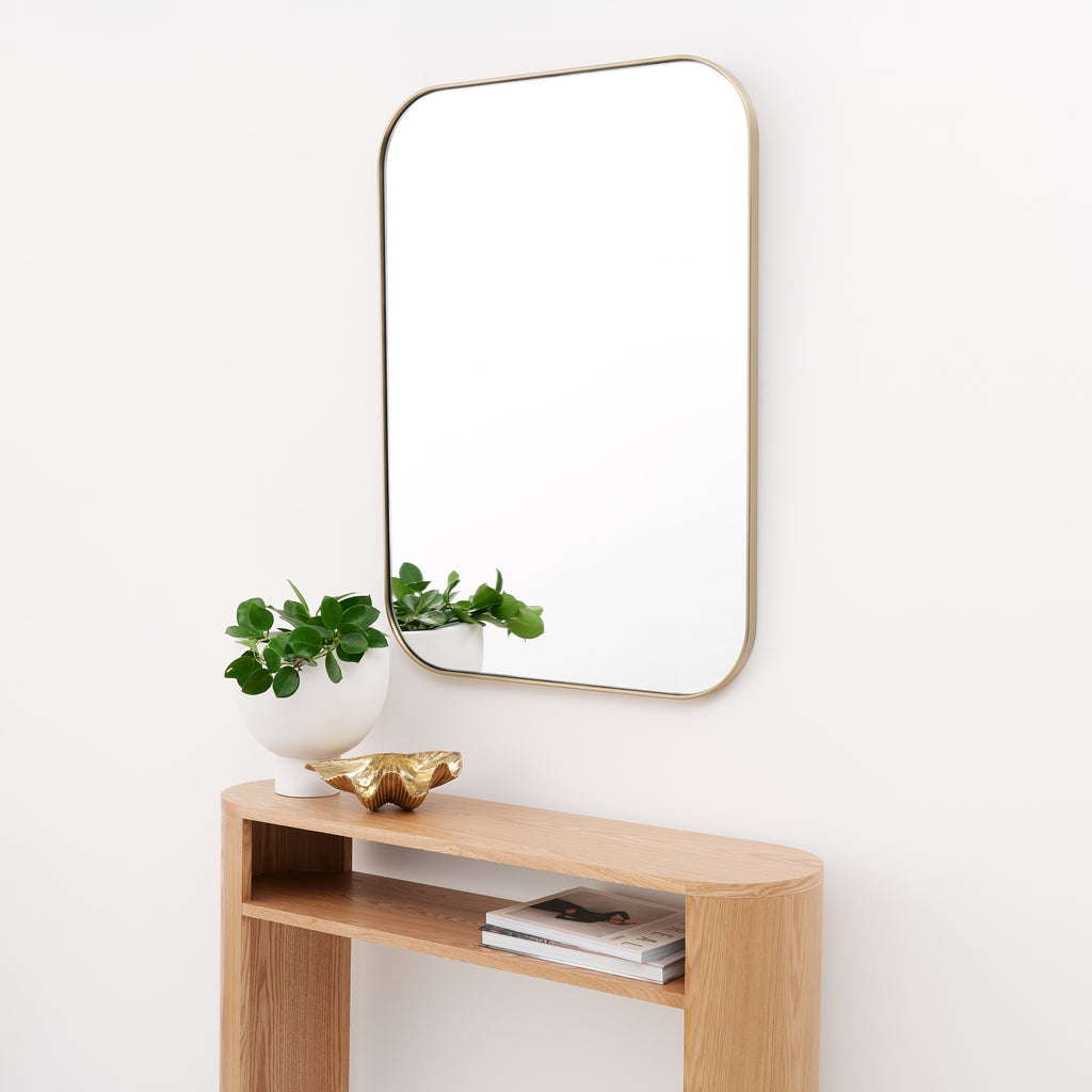Studio Slim Rectangle Curve Mirror - Brass high quality bathroom copper free glass
