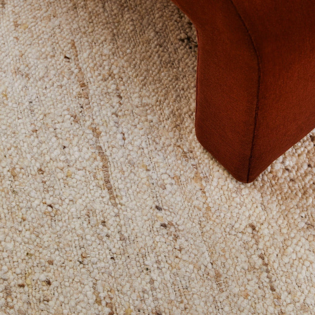 close up of textured natural brown toned rug Birch by Tribe Hom