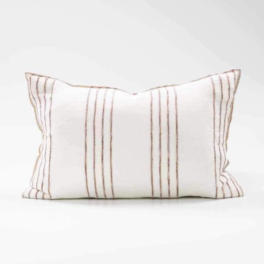 Eadie Cushions Rock Pool Linen Cushion - White/Natural Stripe